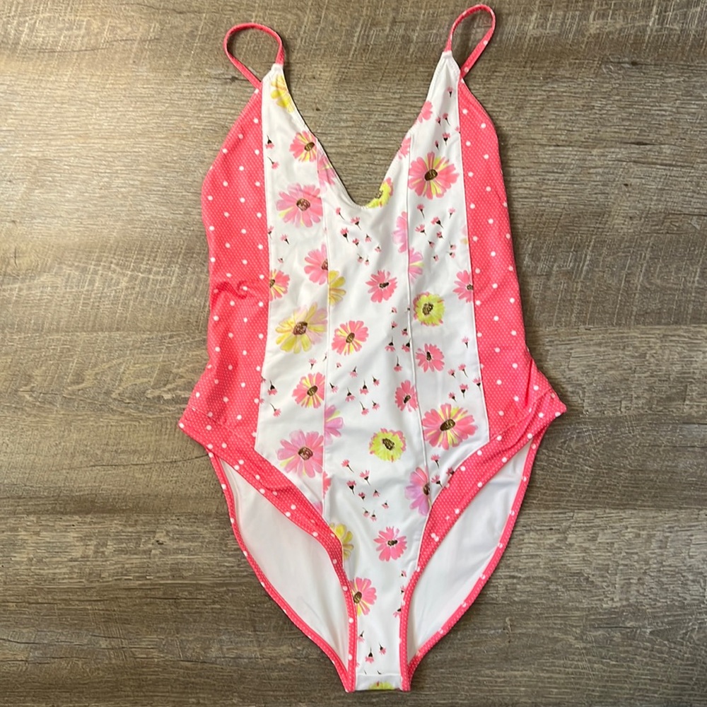 NWT LoveShackFancy Shailee Mix Print One Piece Swimsuit Size Medium